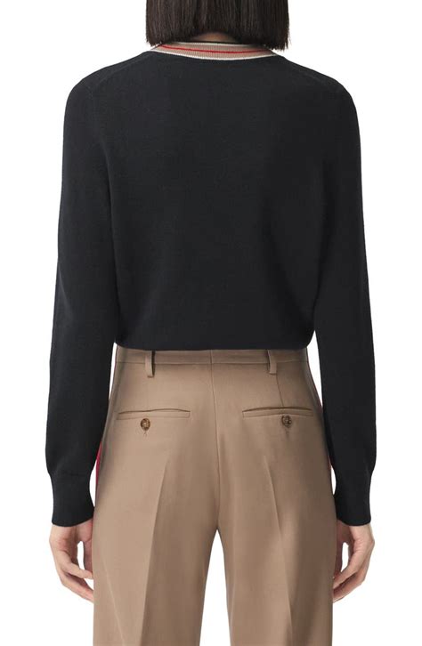 burberry icon stripe collar sweatshirt|Burberry Tilda Icon Stripe Collar Cashmere Sweater .